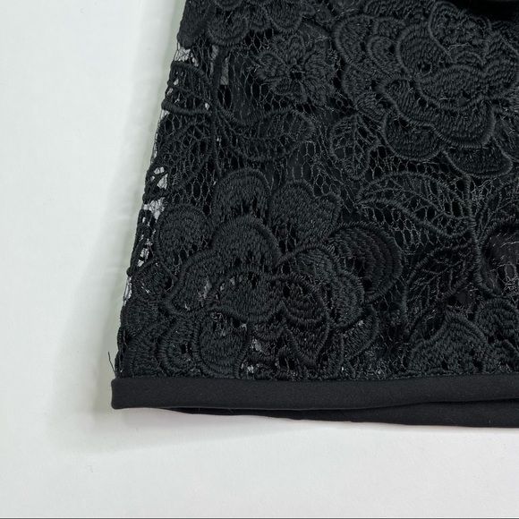 Alexis Crista Ruffled Off-the-Shoulder Black Embroidered Thick Lace Dressy Top - Picture 12 of 15
